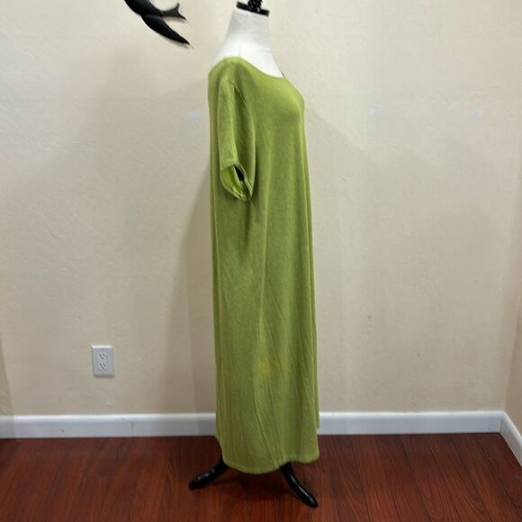 Bryn Walker French Terry Short Sleeve Lagenlook Midi / Maxi Dress ~ Green ~ L - Picture 4 of 9
